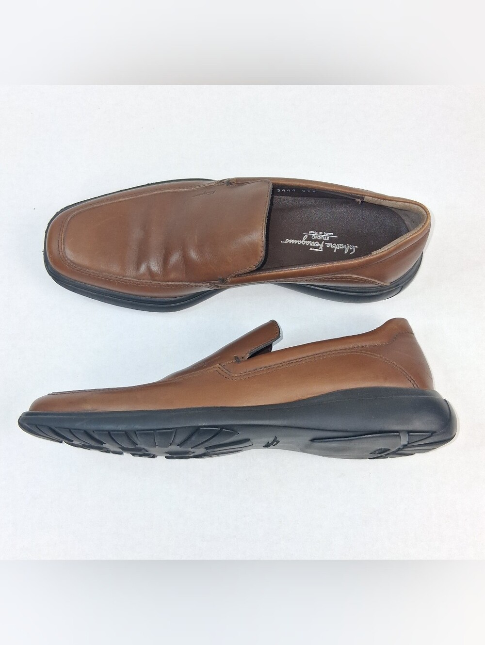 Salvatorw Ferragamo Studio Brown Leather Slip On Loafers